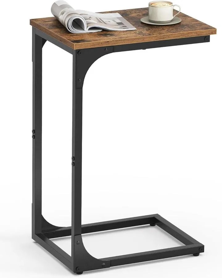 VASAGLE C alakú oldalasztal rusztikus barna és fekete színben