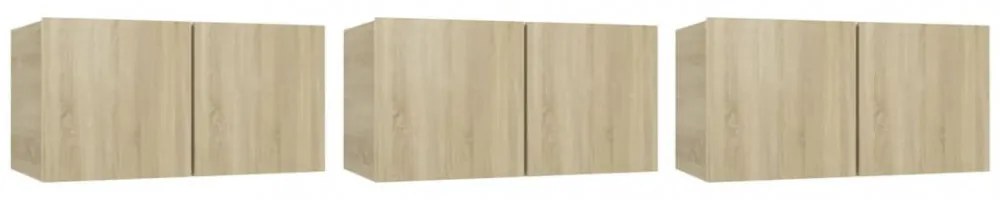 3 db sonoma tölgy függő TV-szekrény 60 x 30 x 30 cm