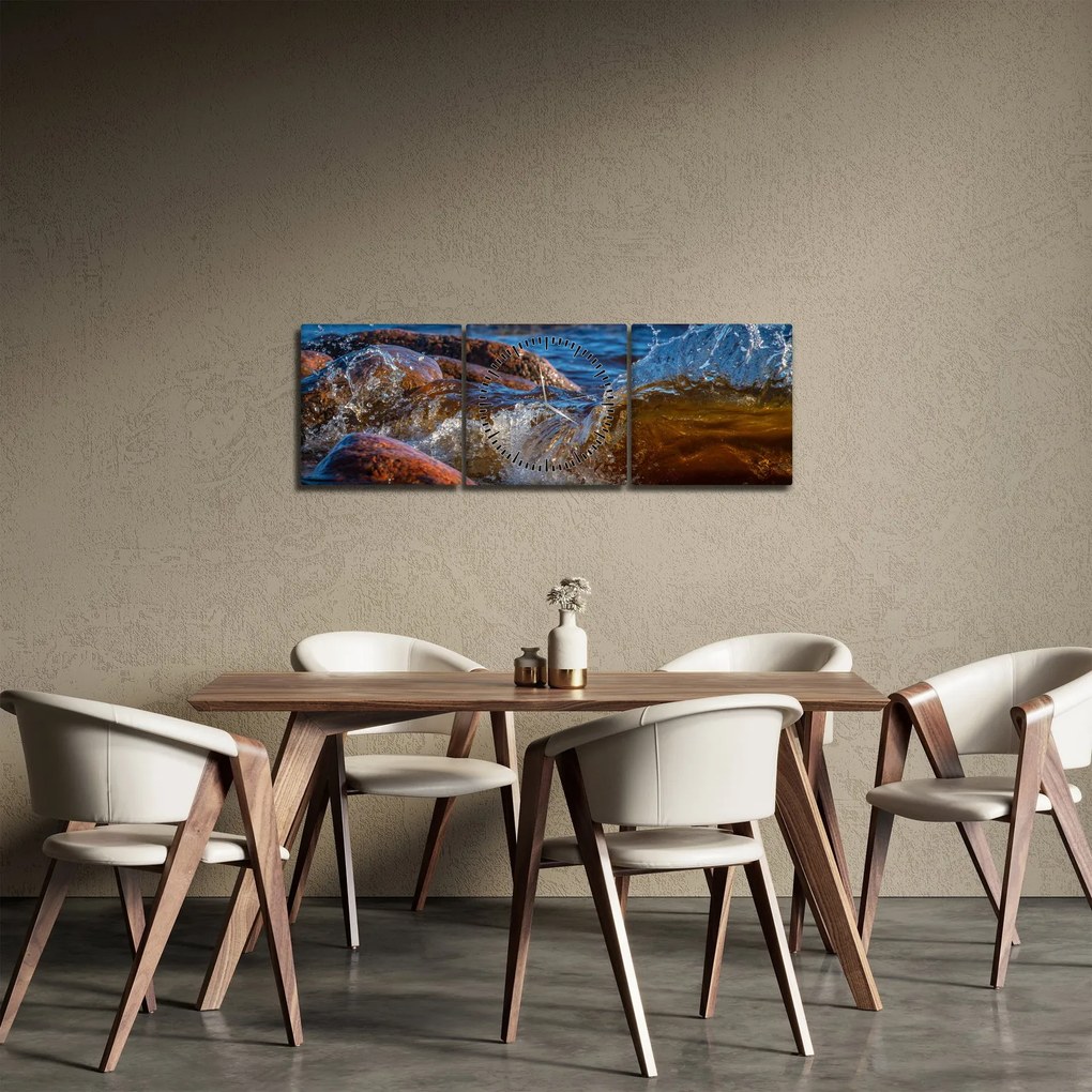Részletes kép - víz a kövek között (órával) (90x30 cm)