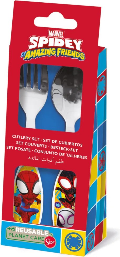 Pókember Spidey Friends fém evőeszköz készlet - 2 darabos