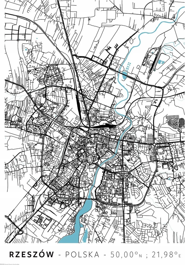 Rzeszów várostérkép poszter A2 42x59,4 cm