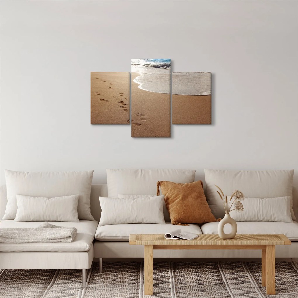 Kép - nyomok a homokban és a tenger (90x60 cm)