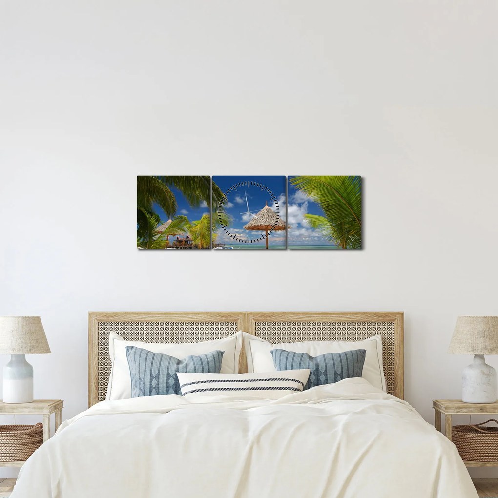 Kép - Fehér homokos strand (órával) (90x30 cm)