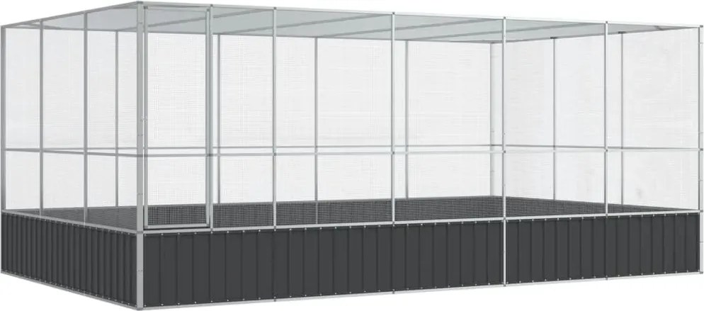 vidaXL ezüstszínű acél madárház bővítménnyel 518x307x212 cm