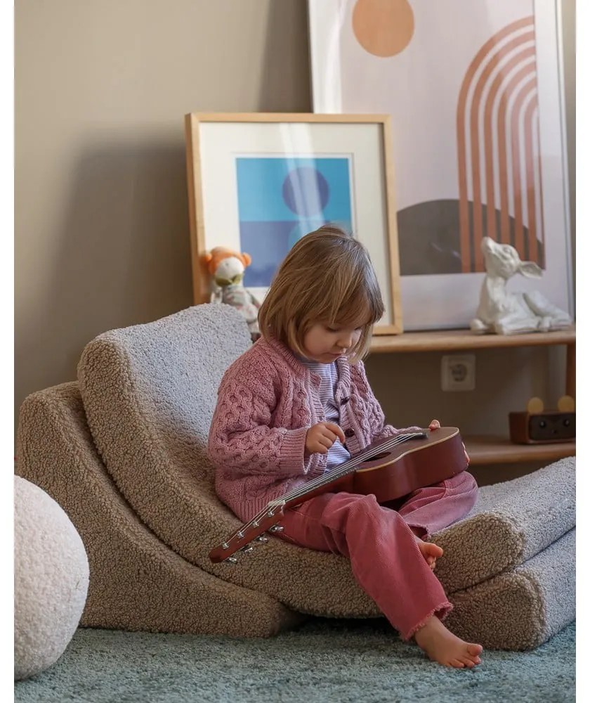 Világosbarna buklé gyerek fotel Moon – Wigiwama