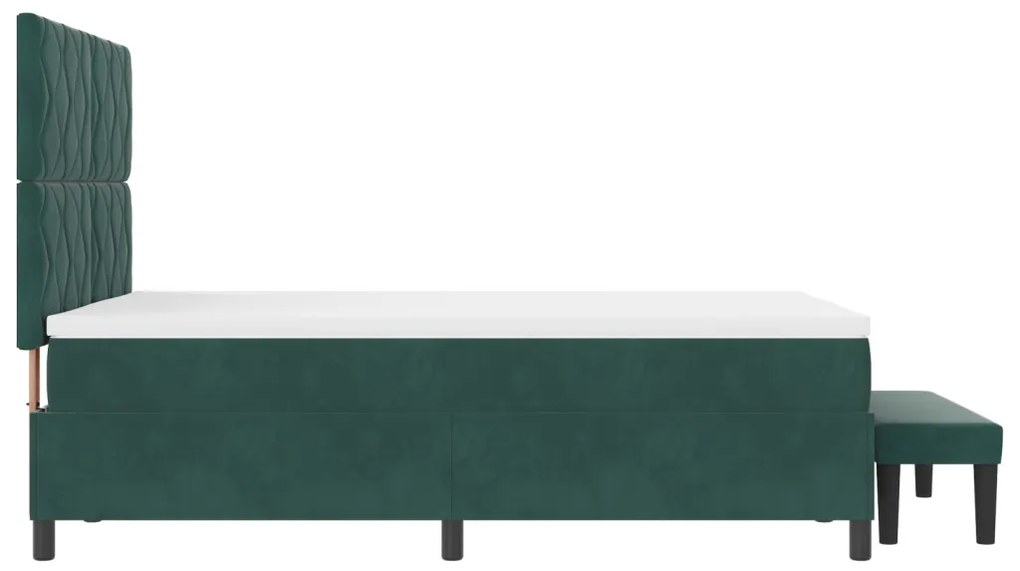 Box Spring Ágy Matraccal és paddal Sötét Zöld 140x190 cm Bársony