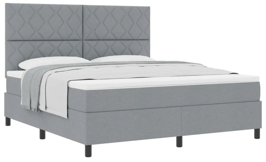 Box Spring Ágy Matraccal Világosszürke Szuper Király Szövet