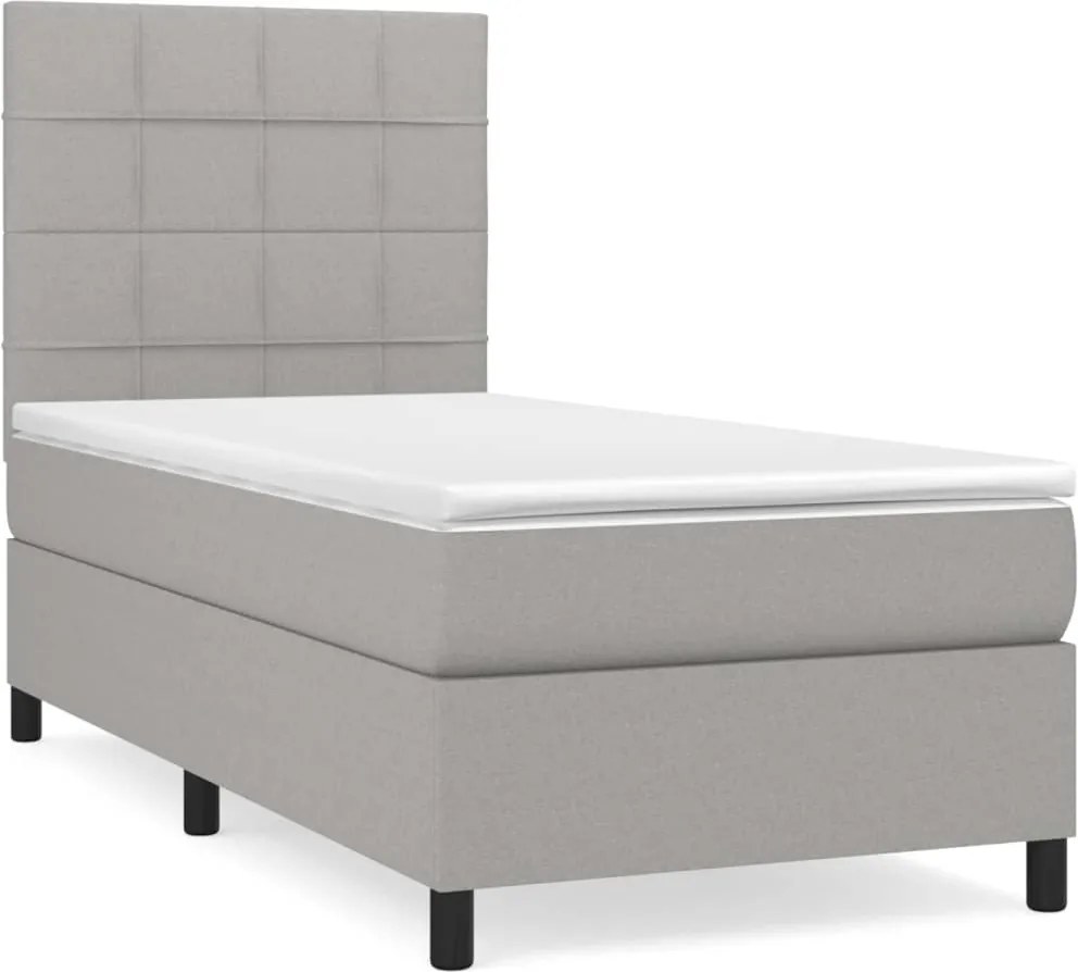 vidaXL világosszürke szövet rugós ágy matraccal 80 x 200 cm