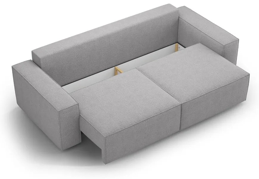 Világosszürke buklé kinyitható kanapé 247 cm Jodie – Micadoni Home