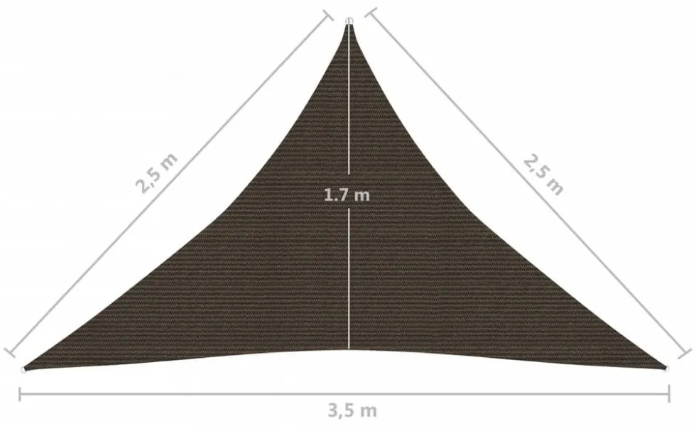 barna HDPE napvitorla 160 g/m² 2,5 x 2,5 x 3,5 m
