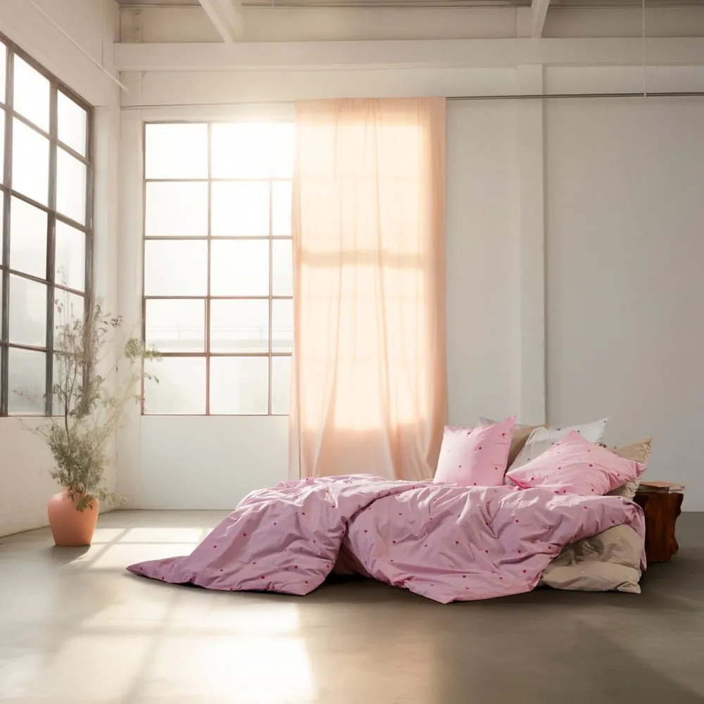 Bézs egyszemélyes pamut-perkál ágyneműhuzat 140x200 cm Daisy – JUNA