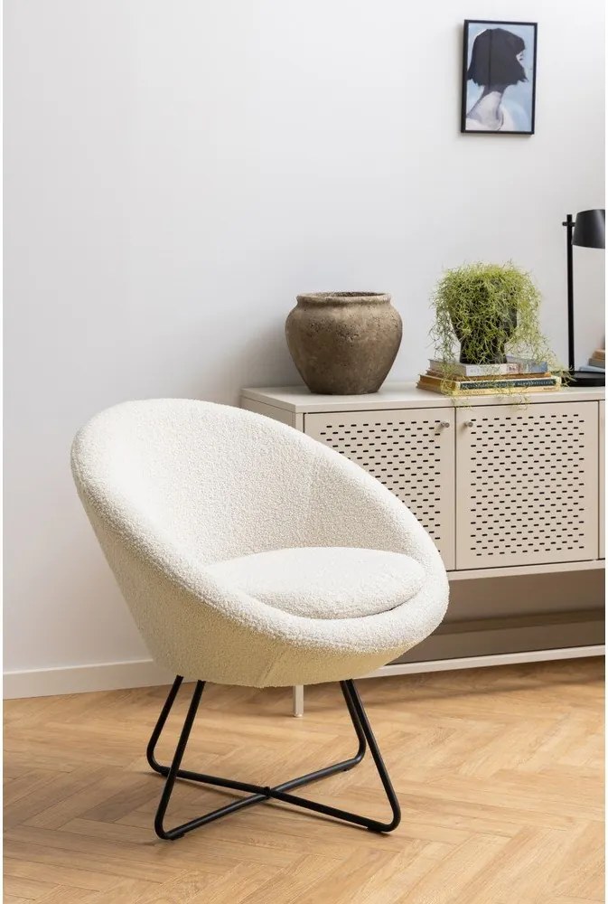 Center kémfehér műgyapjú fotel - Actona