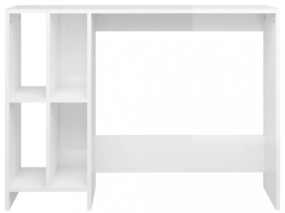 magasfényű fehér szerelt fa laptopasztal 102,5 x 35 x 75 cm