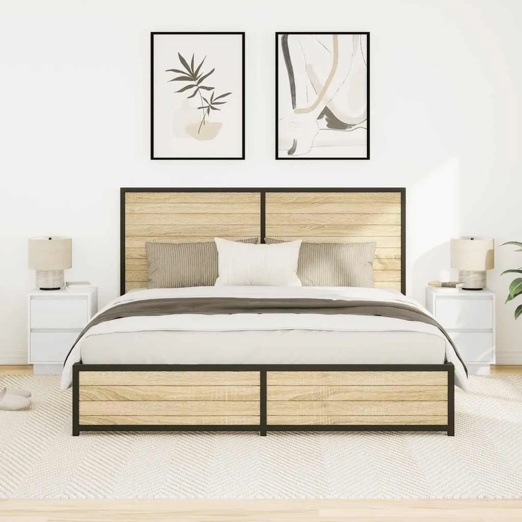 2 db fehér éjjeliszekrények LED világítással 38x34x50 cm