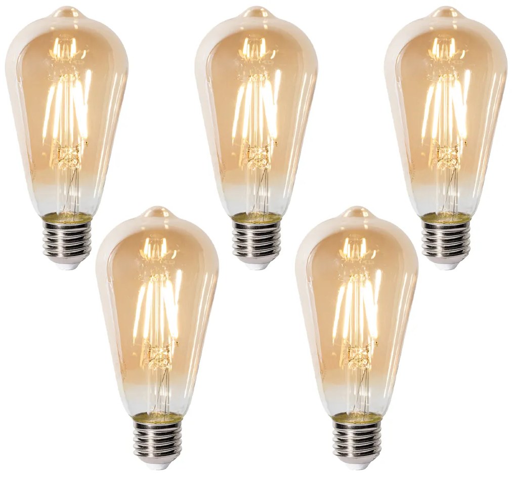 5 db E27 dimbare LED lamp ST64 goud 5W 450 lm 2700K