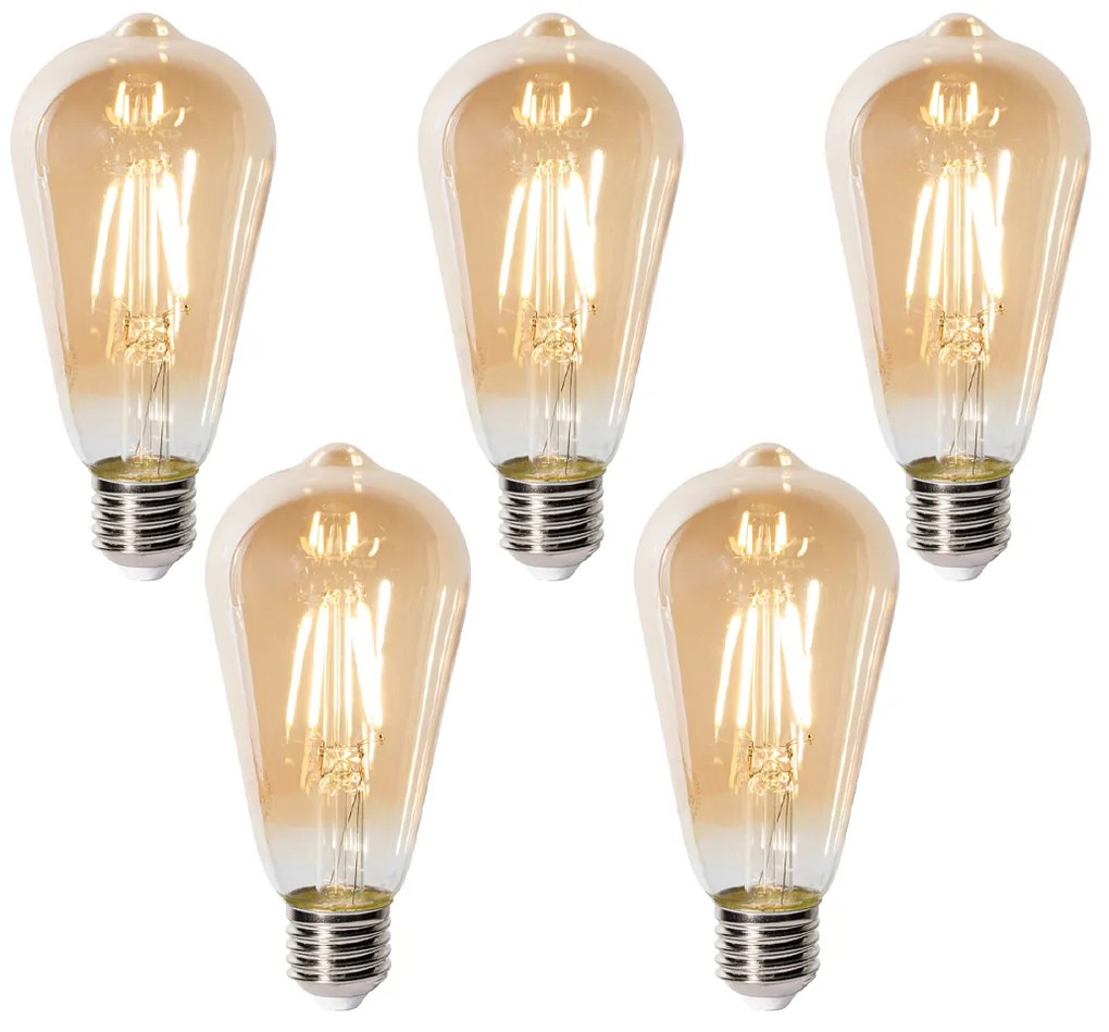 5 db-os E27 szabályozható LED izzó készlet ST64 arany 5W 450 lm 2700K