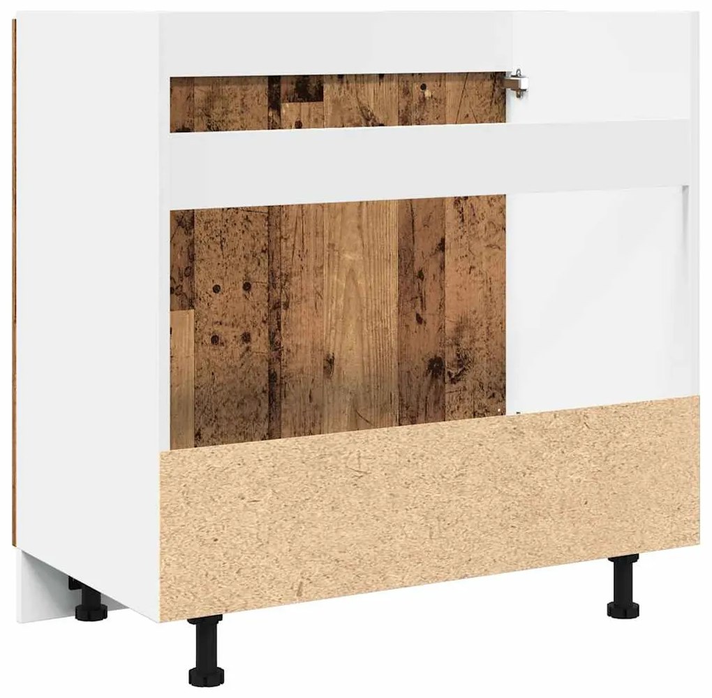 antik fa színű szerelt fa mosogató alsószekrény 80x46x81,5 cm