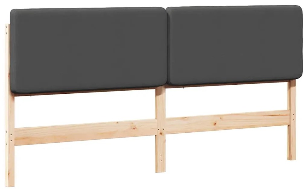 Kárpitozott fejtámla Barna és sötétszürke 200 cm Tömör fenyőfa