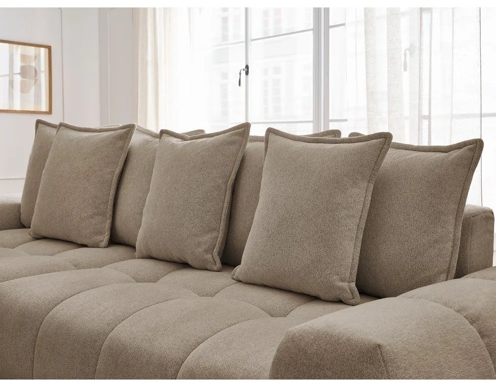 Szürkésbarna zsenília kinyitható-tárolóhelyes sarokkanapé (bal oldali-heverő résszel) Everest – Bobochic Paris