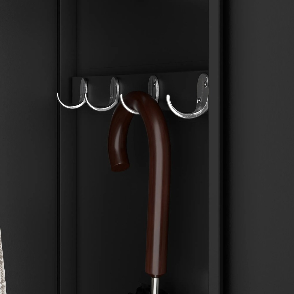 Fém kétrekeszes munkavállalói szekrény fekete: KACPER II, 600 x 1800 x 500 mm