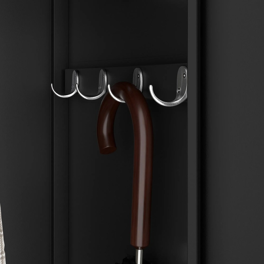 Pléh öltözőszekrény talpazaton, négymodulos, polcokkal KACPER II, 600 x 1800 x 500 mm, fekete