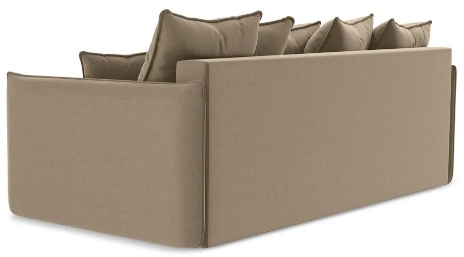 Világosbarna bársony kinyitható-tárolóhelyes kanapé 225 cm Hula – Makamii