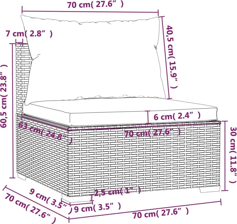 7 részes fekete polyrattan kerti ülőgarnitúra párnákkal