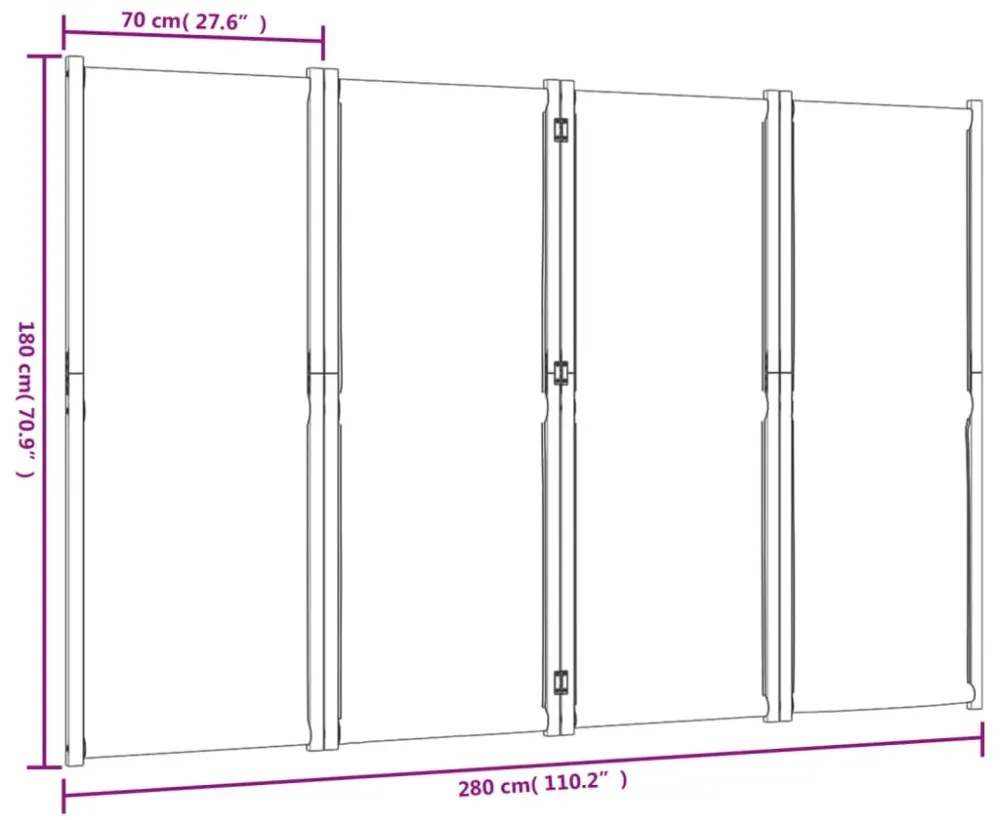 sötétkék 4 paneles térelválasztó 280 x 180 cm