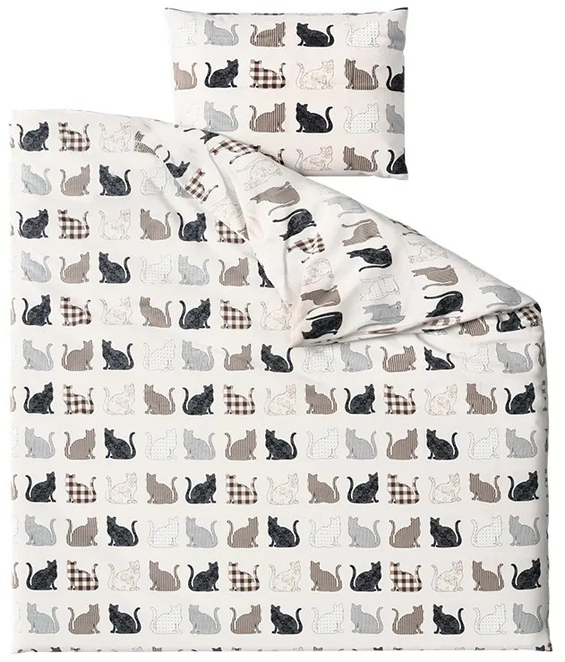 Renforcé pamut ágynemű PATTERNED CATS bézs Ágyneműhuzat mérete: 2 db 70 x 90 cm | 200 x 220 cm