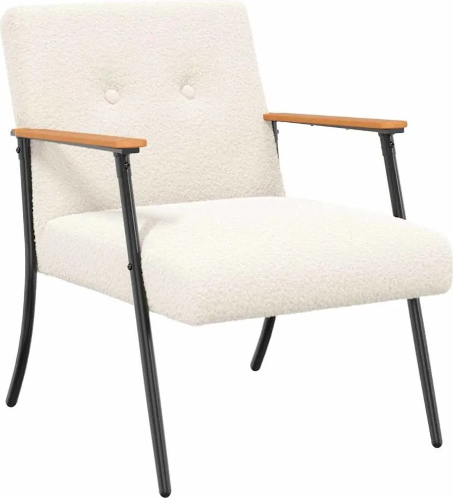 vidaXL karosszék Krém 59 x 75 x 78 cm Göndör gyapjúhoz hasonló szövet