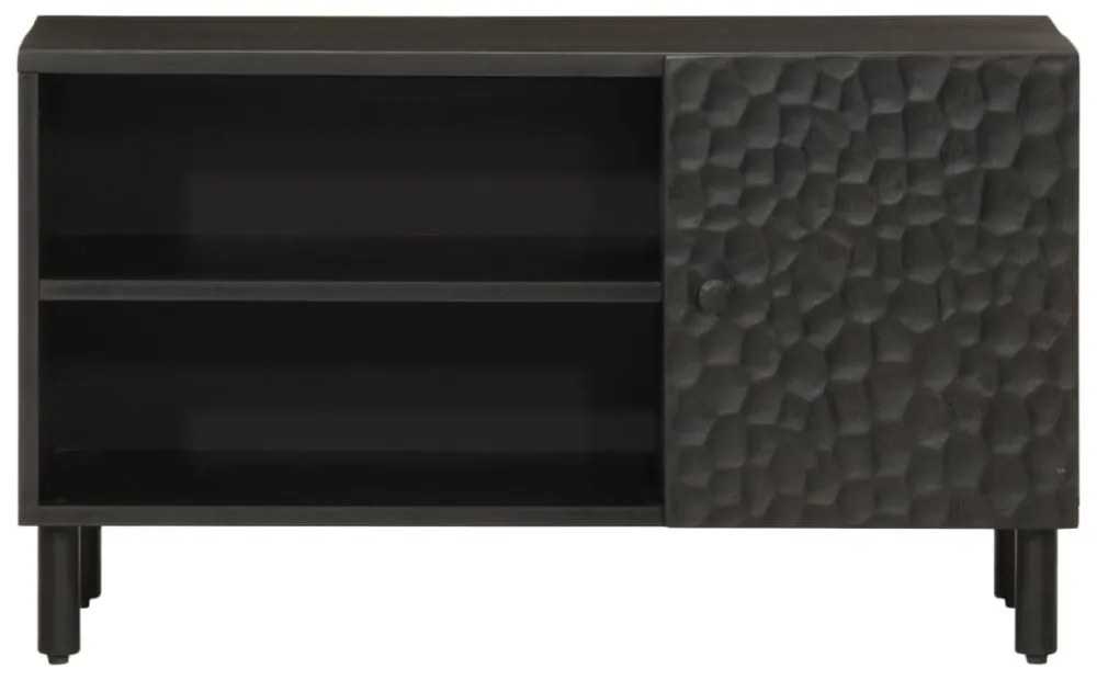 fekete tömör mangófa TV-szekrény 80 x 31 x 46 cm