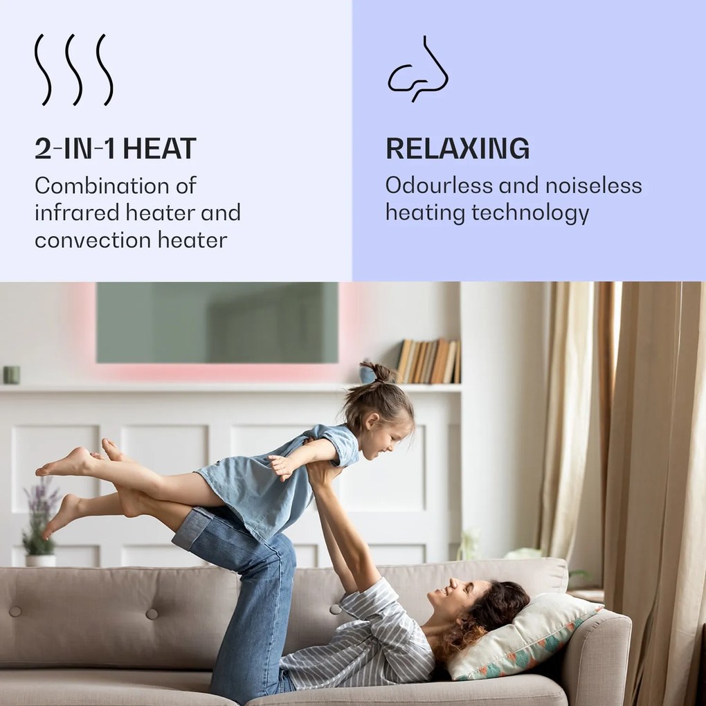 Klarstein Mojave 1000 smart, infravörös hősugárzó 2 az 1-ben, konvektor, 120 x 60 cm, 1000 W, RGB világítás