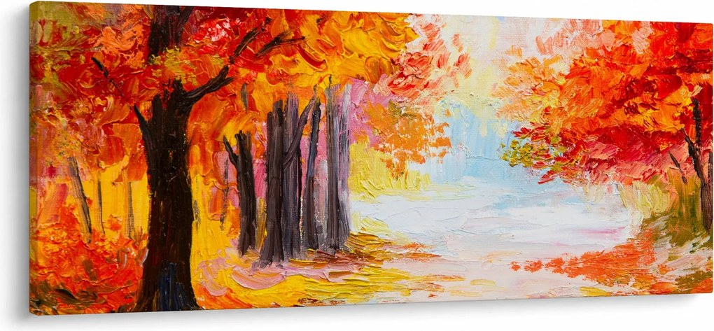 Kép - olajfestmény, színes ősz (120x50 cm)