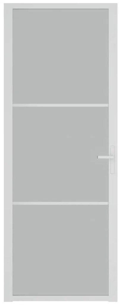 Fehér matt üveg és alumínium beltéri ajtó 76 x 201,5 cm