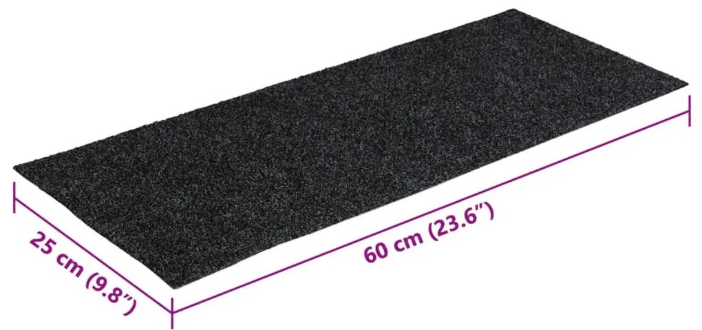 15 db szürke négyszögletes öntapadó lépcsőszőnyeg 60x25 cm