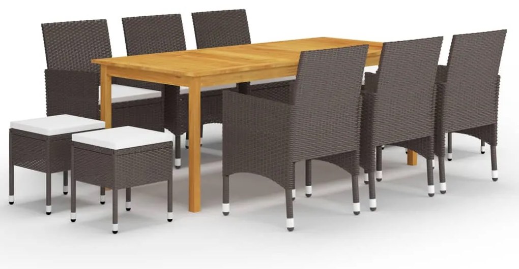vidaXL 11 részes barna kerti étkezőgarnitúra