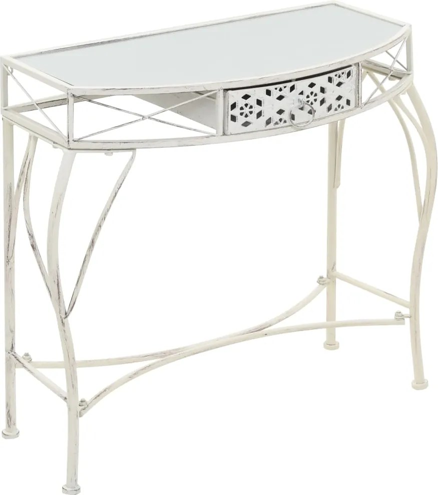 vidaXL francia stílusú fehér fém kisasztal 82 x 39 x 76 cm