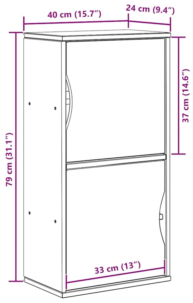 oldalsó szekrény ODDA fehér 40x24x79 cm tömörfa fenyőfa