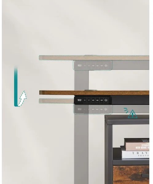 Magasságban állítható íróasztal SOLEA-X barna/fekete