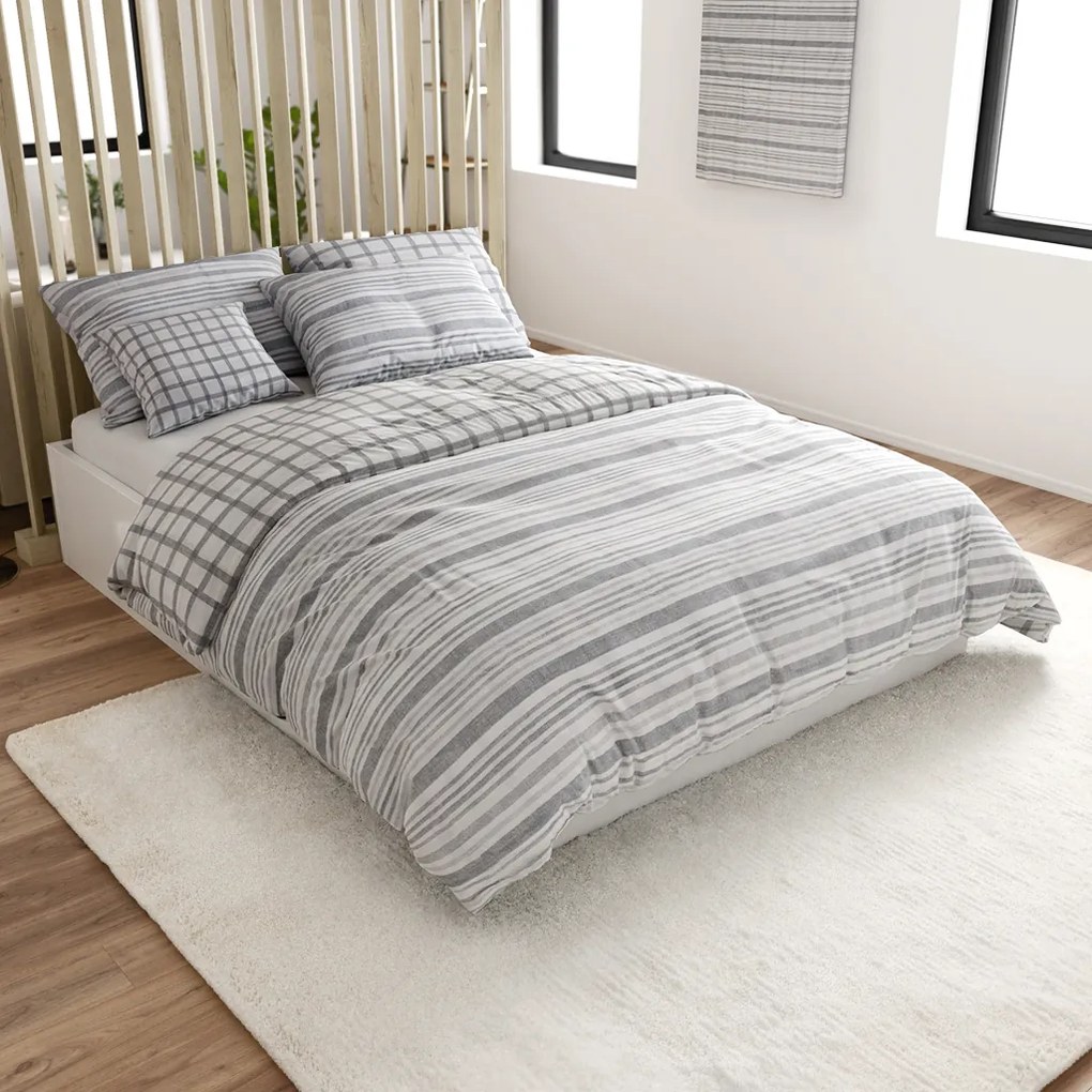Renforcé pamut ágynemű LINKY szürke Ágyneműhuzat mérete: 70 x 90 cm | 140 x 220 cm