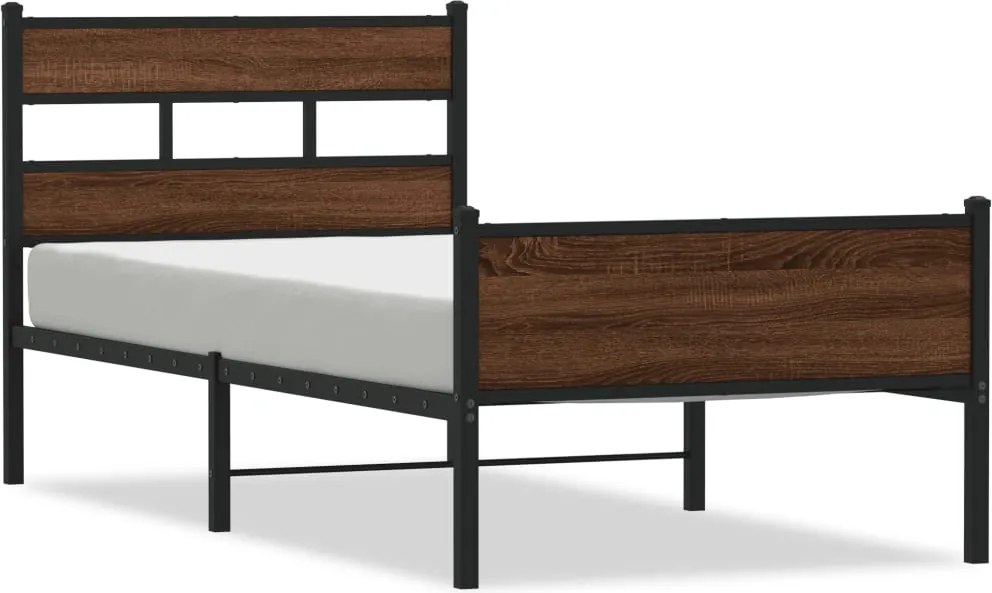 vidaXL barna tölgy színű szerelt fa ágykeret matrac nélkül 107x200 cm