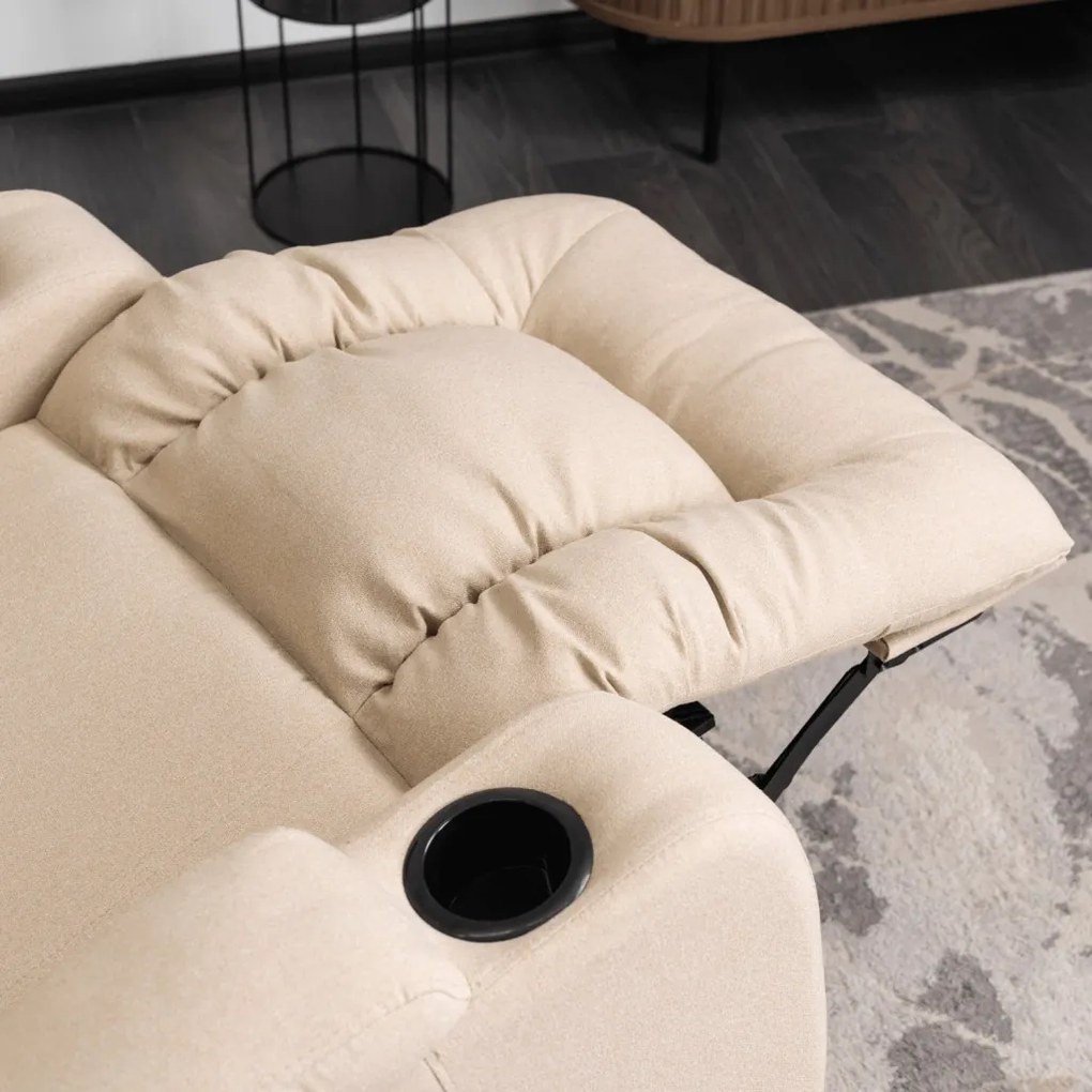 Elektromosan Vezérelhető Masszázsfunkciós Relaxfotel Bézs Szövet Kárpittal. BOX 2