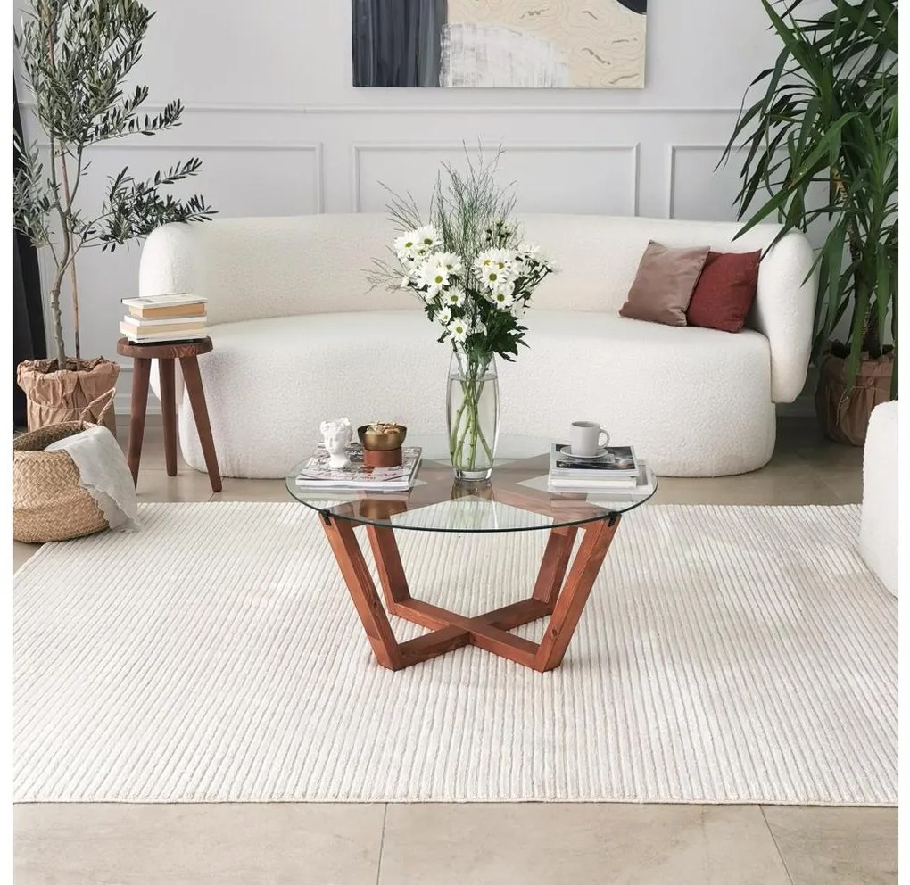 Kávésasztal LOTUS 35x75 cm barna/átlátszó