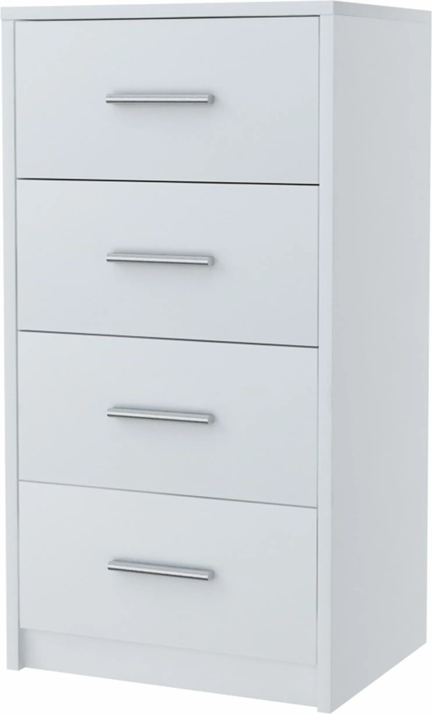 Bodo 4S fehér komód, szekrény, 40 cm-es polcos szekrény fiókokkal, Ufc
