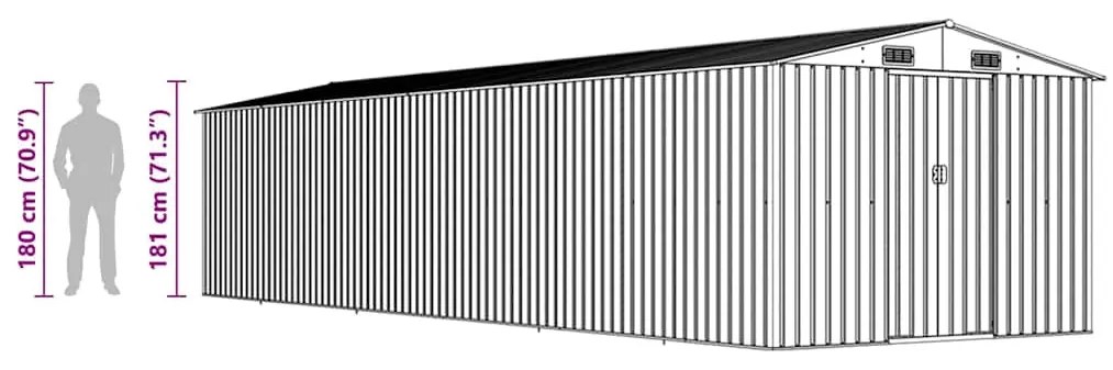 szürke horganyzott acél kerti fészer 257 x 990 x 181 cm