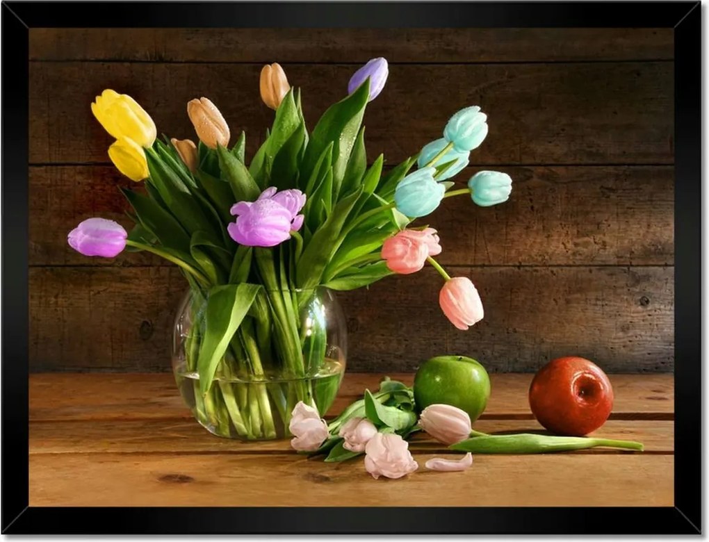 Poszterek keretben 40x30 Csokor Színes tulipánok