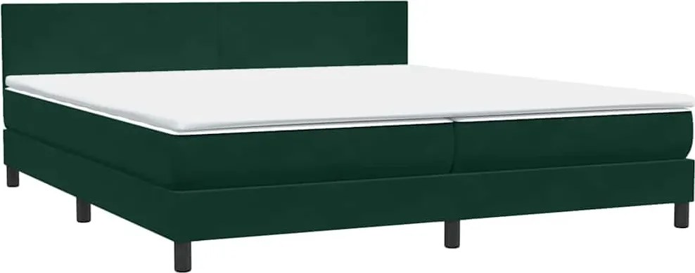 vidaXL sötétzöld bársony rugós ágy matraccal 180x220 cm