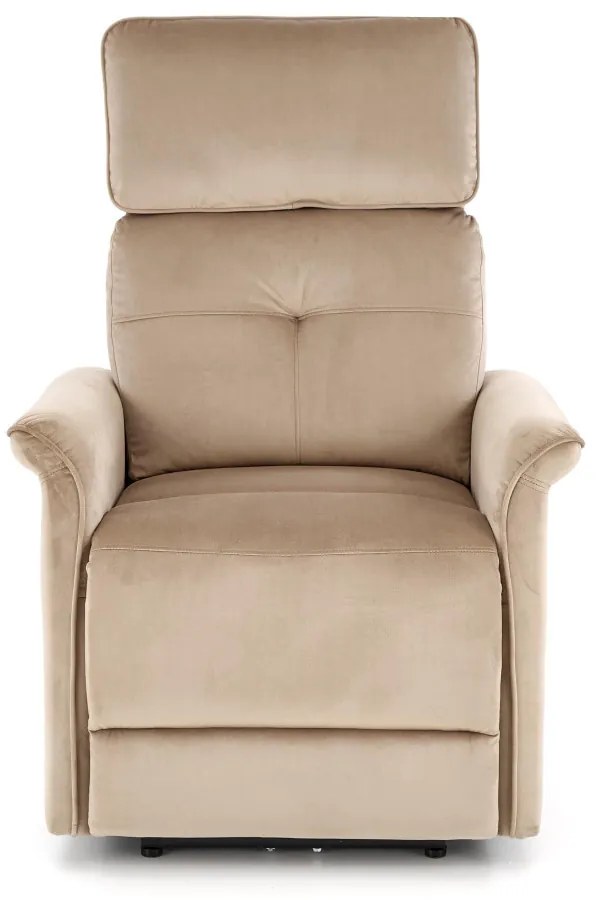 SEMIR bézs karosszék elektromos dönthető funkcióval / USB csatlakozóval