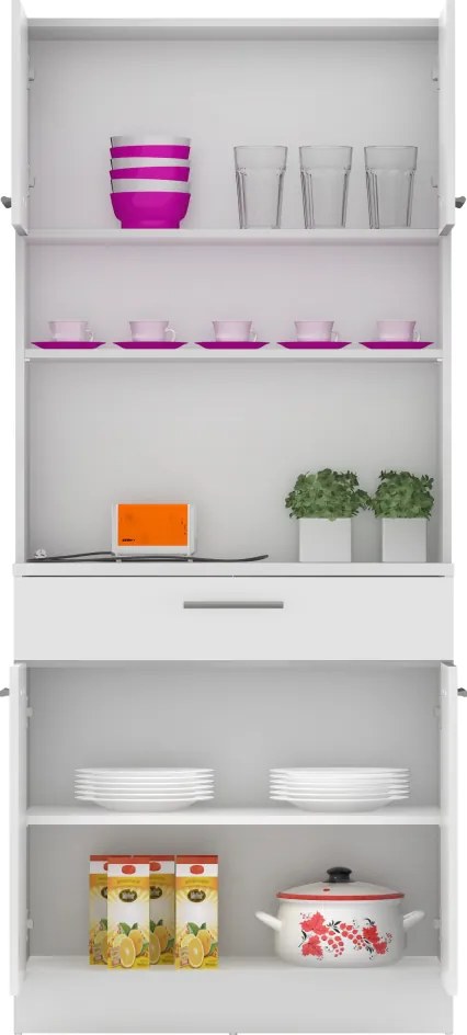 Négyajtós szekrény, fehér, DOMIS NEW