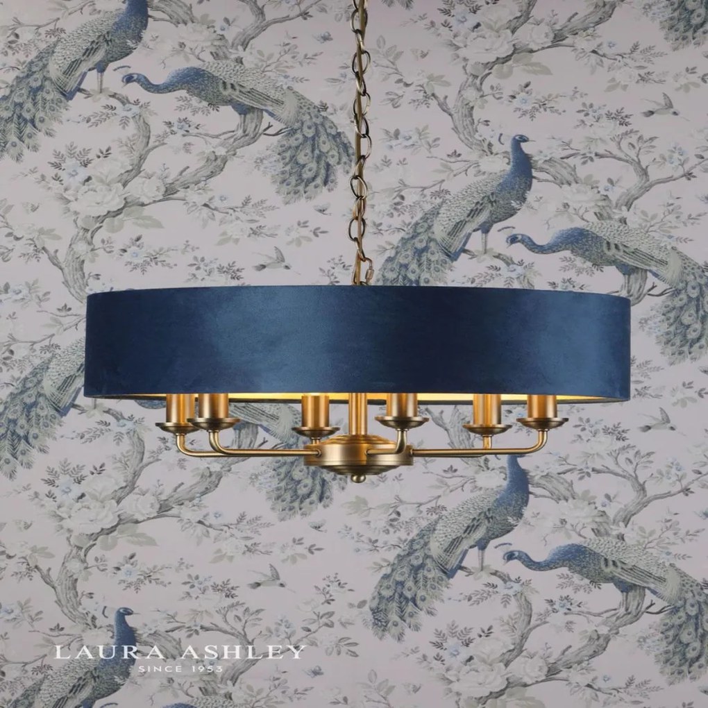 LAURA ASHLEY 3756237-Q SORRENTO Ernyős Függesztett Lámpa Antik Sárgaréz, Kék E14 IP20